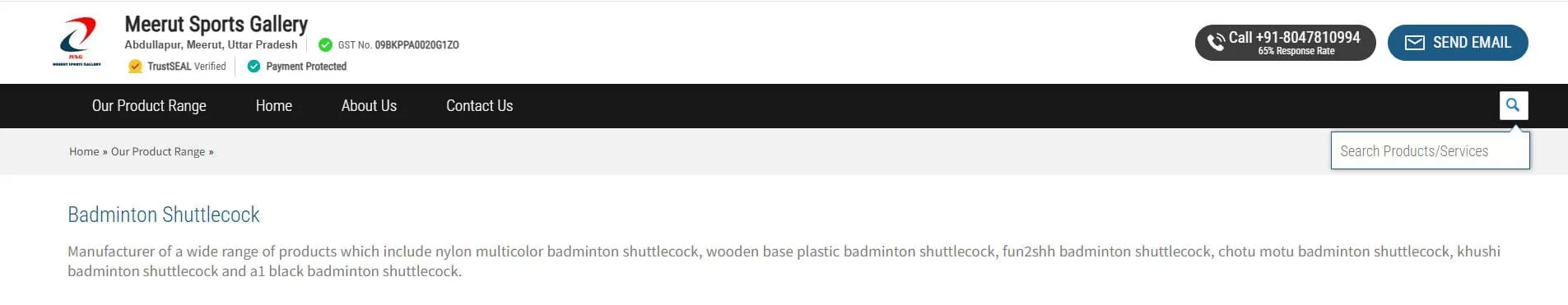 Meerut Sports Gallery Badminton Shuttlecock Supplier India